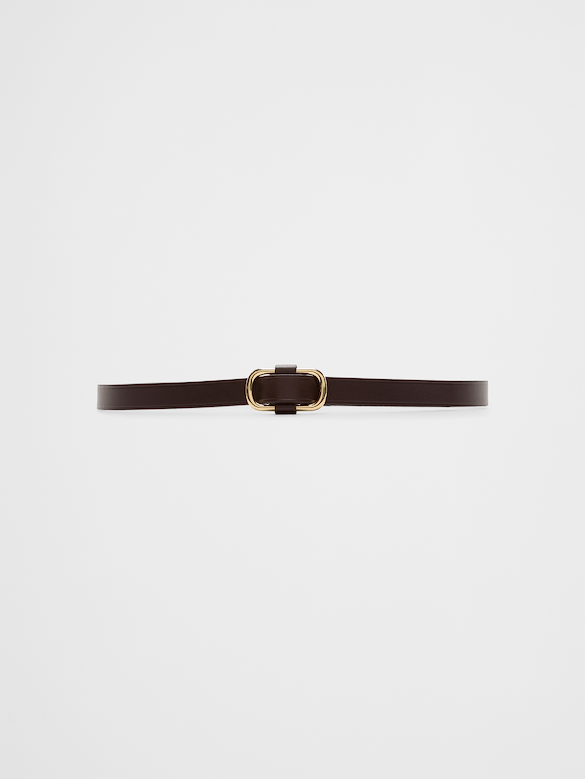 Leather Square-Slider Buckle Belt