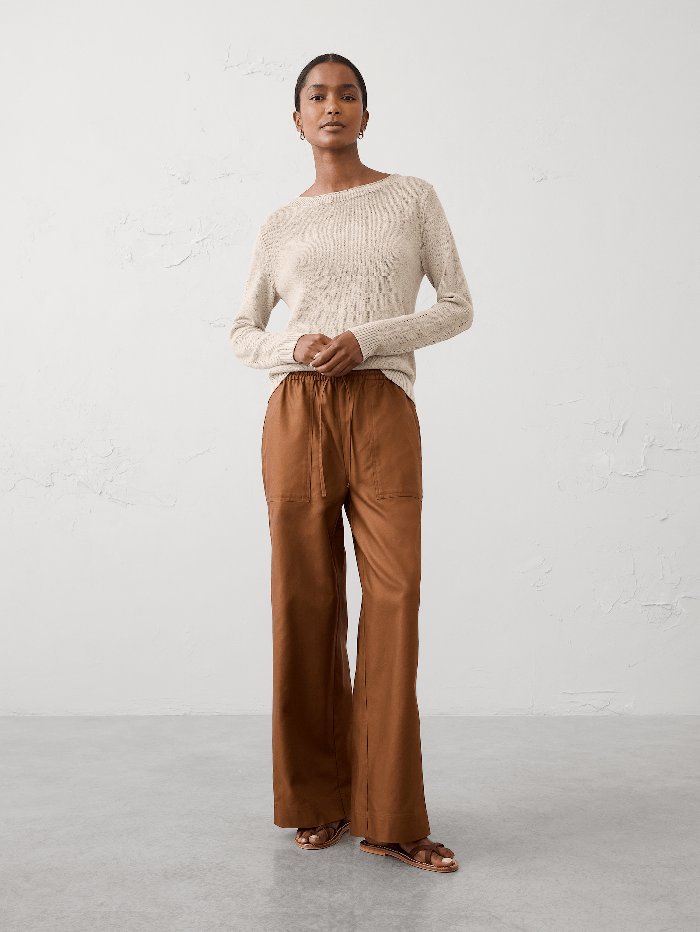 Image number 1 showing, Wide-Leg Mid-Rise Utility Painters Twill Pull-On Pant