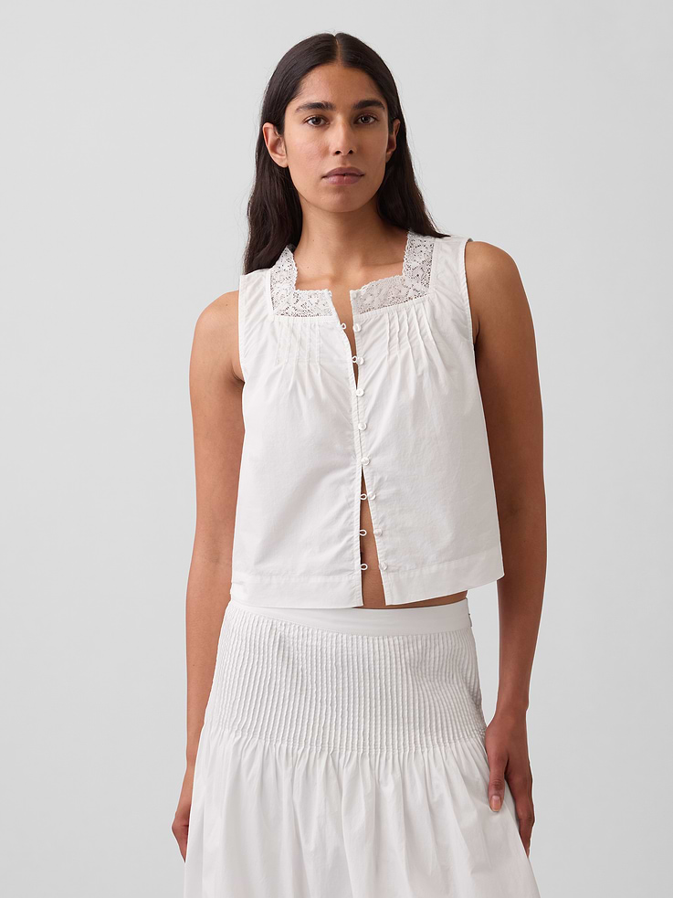 Image number 1 showing, Poplin Pintuck Shell Top