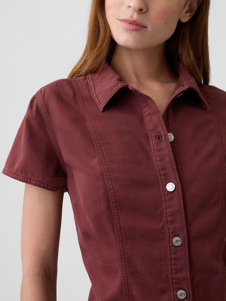 Image number 3 showing, Denim Button-Front Mini Dress