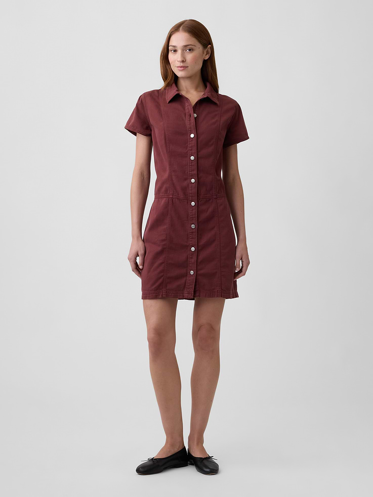 Image number 1 showing, Denim Button-Front Mini Dress