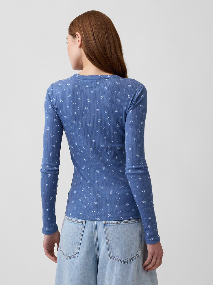 Image number 2 showing, Essential Ribbed Pointelle T-Shirt