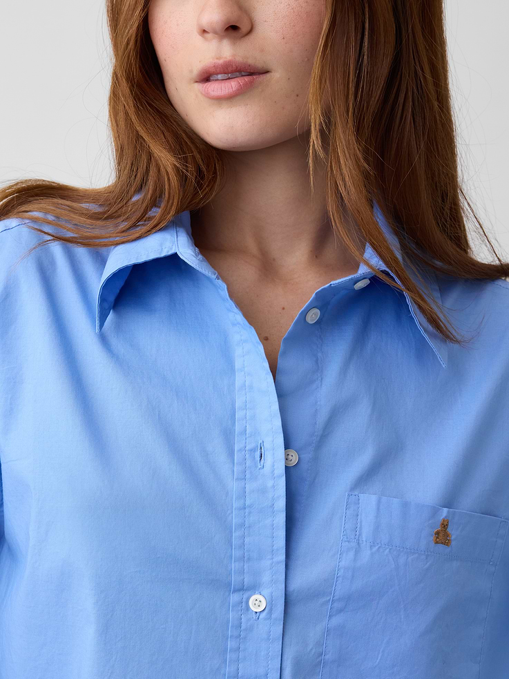 Image number 4 showing, Oversized Cropped Shirt in Poplin