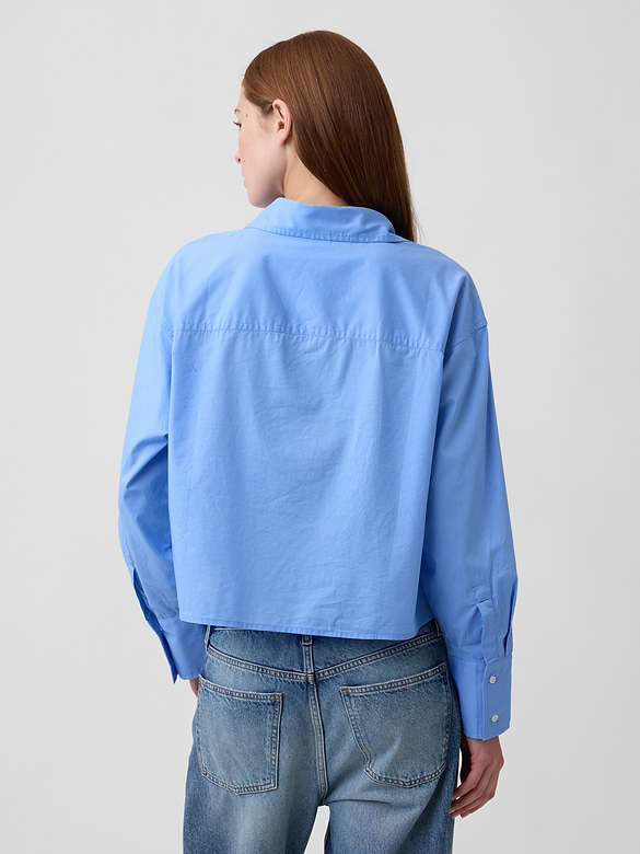 Oversized Cropped Shirt in Poplin