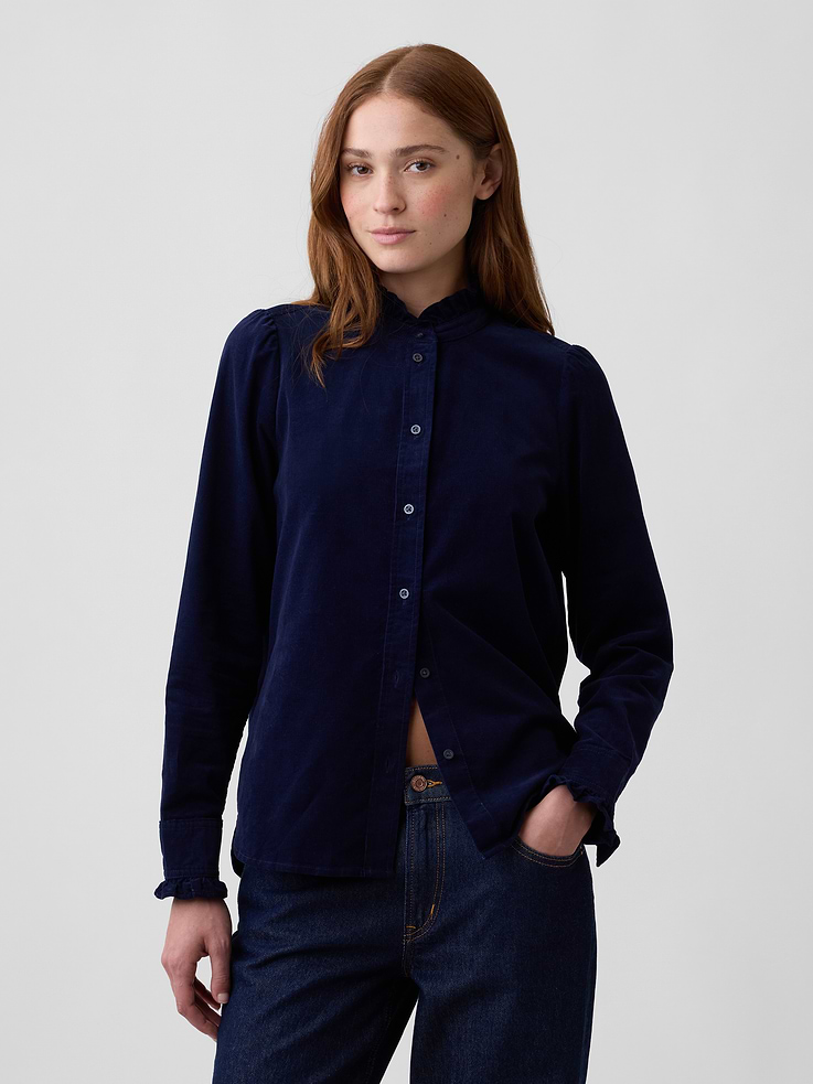 Image number 1 showing, Corduroy Ruffle Shirt
