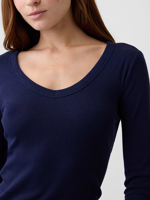 Modern Ribbed V-Neck T-Shirt