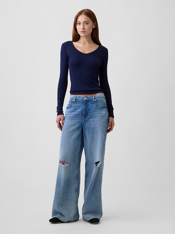 Modern Ribbed V-Neck T-Shirt