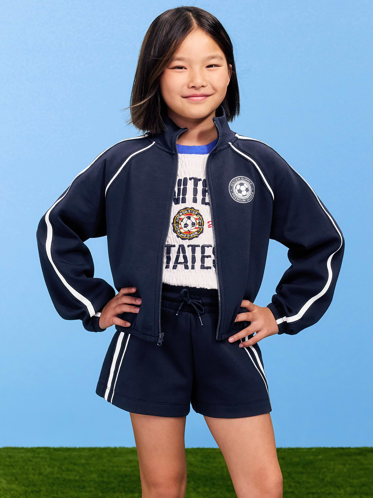 Image number 1 showing, Dynamic Fleece USA Full-Zip Graphic Jacket for Girls