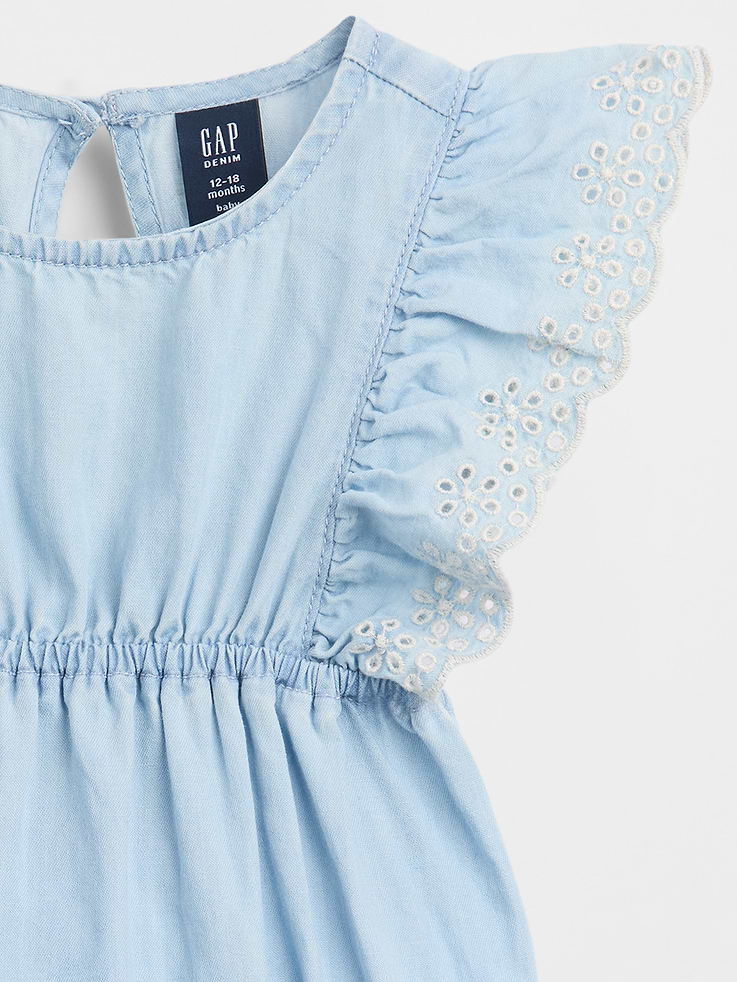 Image number 2 showing, Baby Eyelet Chambray Romper