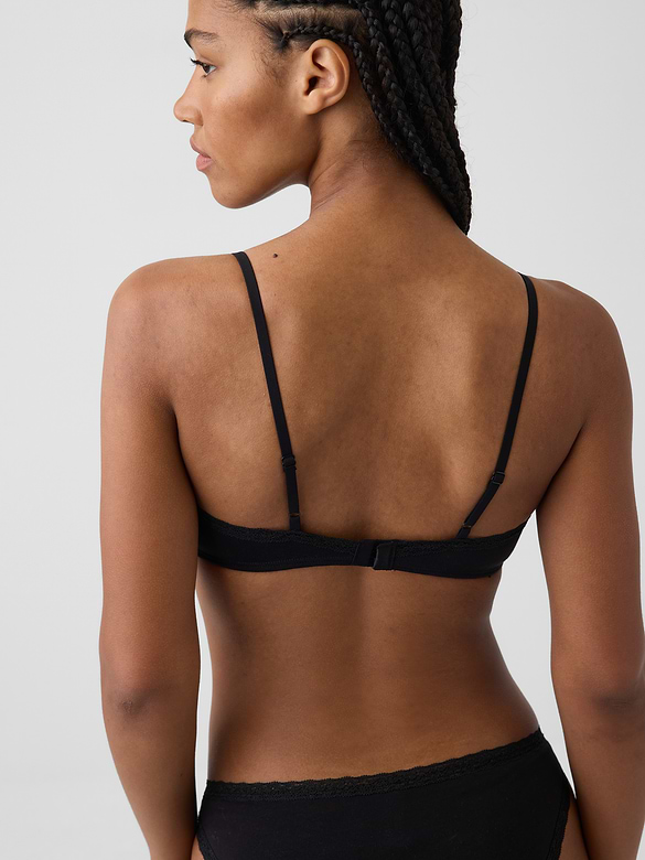 SoftMade Organic Stretch Cotton Lace-Trim Triangle Bralette