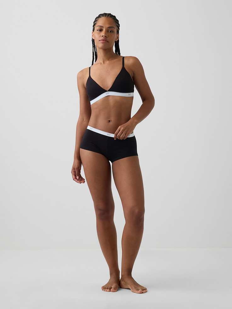 L'image numéro 4 présente Soutien-gorge à bonnets triangulaires en coton biologique extensible PureDouceur à logo
