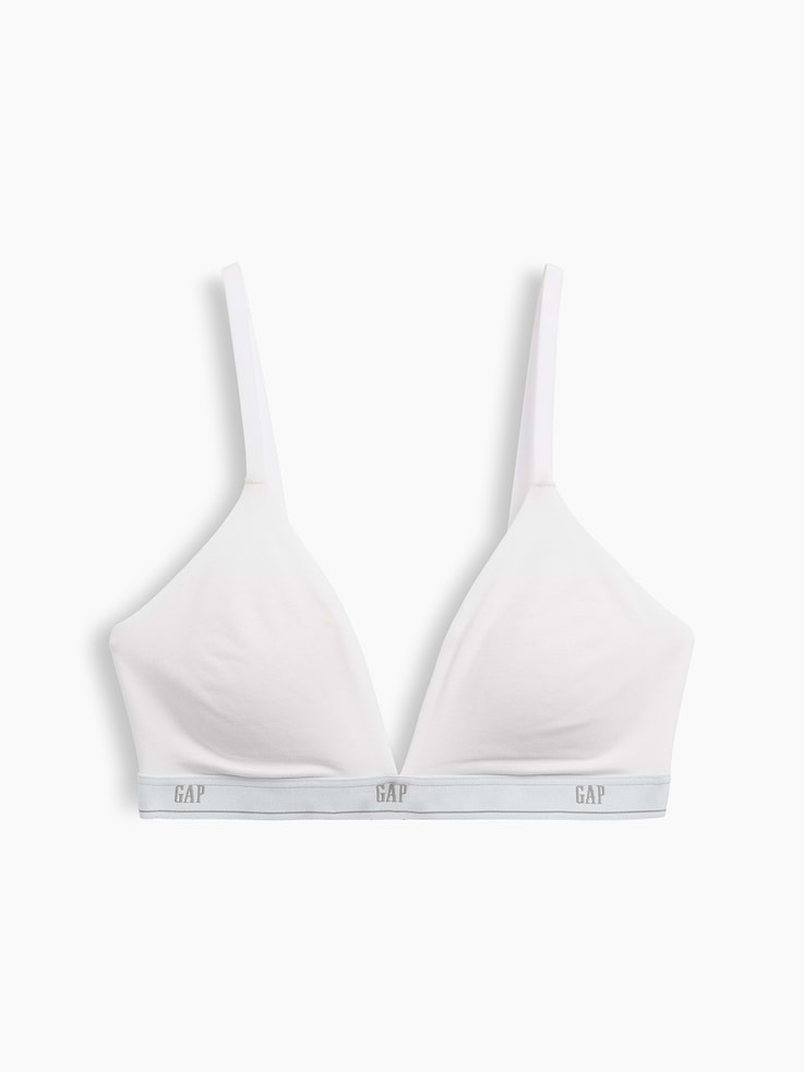L'image numéro 6 présente Soutien-gorge à bonnets triangulaires en coton biologique extensible PureDouceur à logo