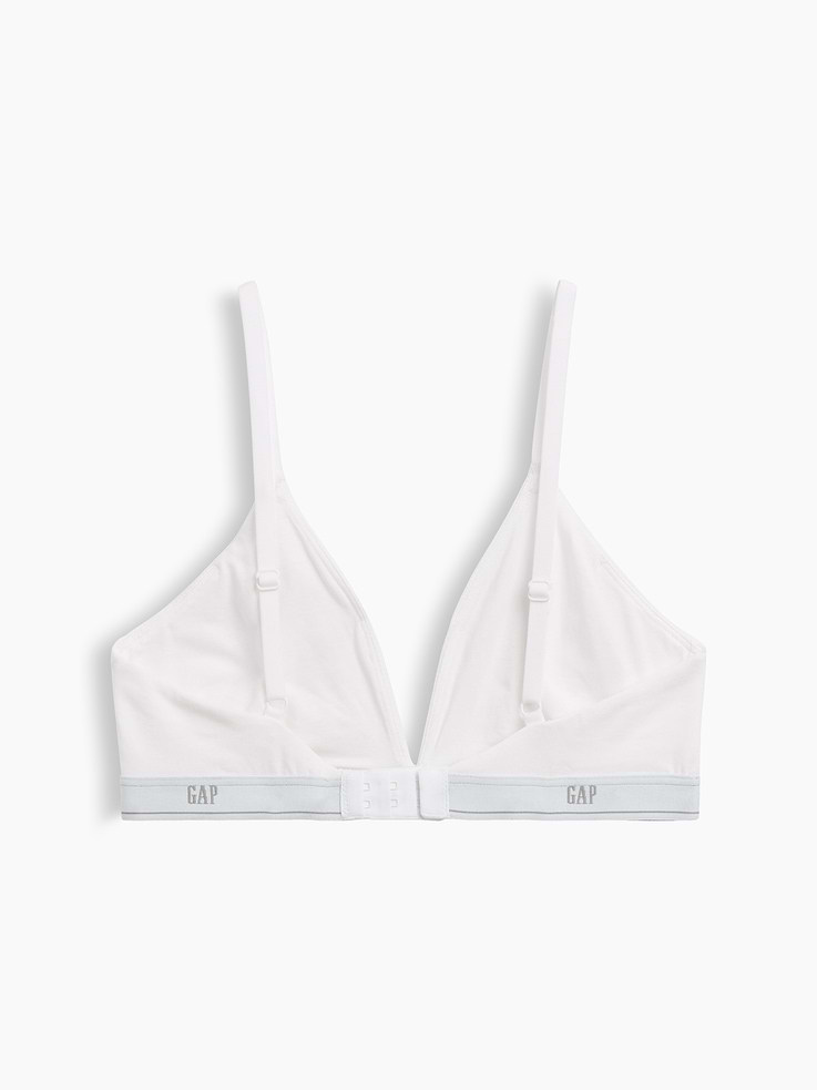 L'image numéro 7 présente Soutien-gorge à bonnets triangulaires en coton biologique extensible PureDouceur à logo