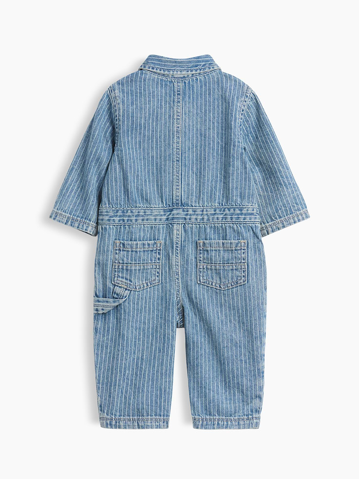 L'image numéro 2 présente Une-pièce utilitaire en denim à rayures pour Bébé