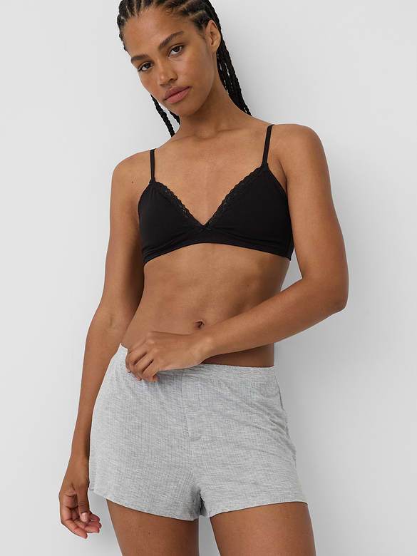 SoftMade Organic Stretch Cotton Lace-Trim Triangle Bralette