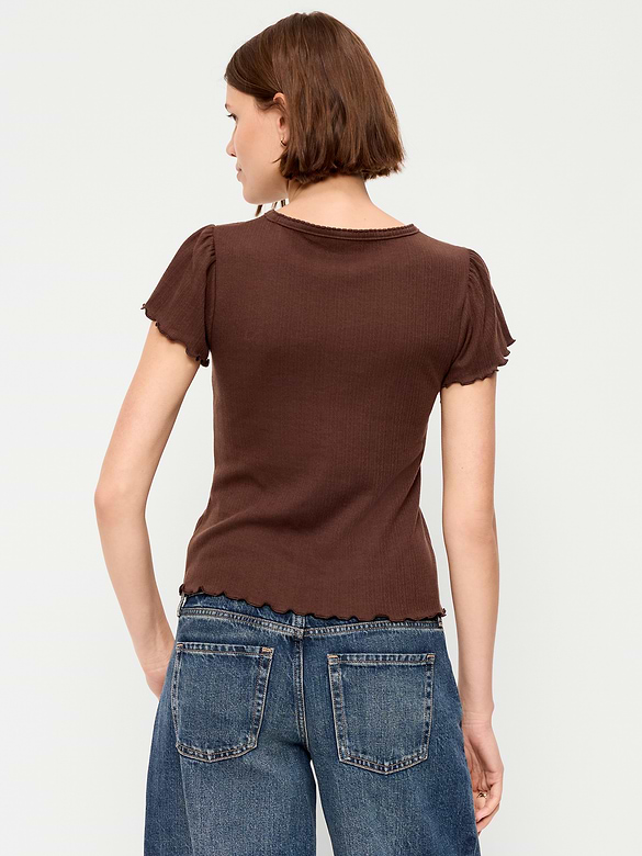 Lettuce-Edge Pointelle Top