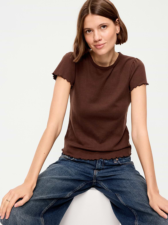 Lettuce-Edge Pointelle Top