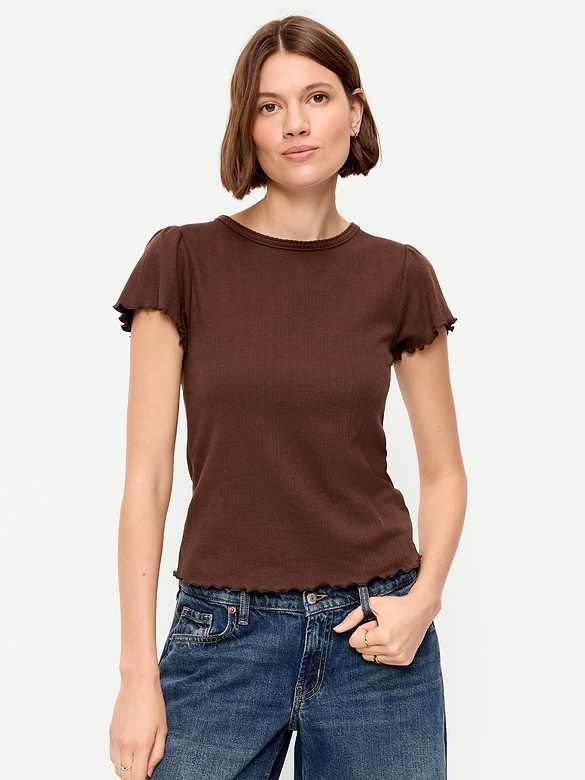 Lettuce-Edge Pointelle Top
