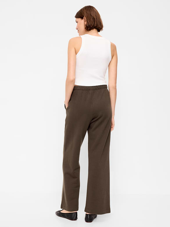 High-Waisted Fleece Wide-Leg Sweatpants
