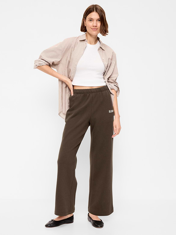 High-Waisted Fleece Wide-Leg Sweatpants