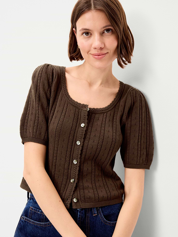 Image number 3 showing, Seaside Cotton Short-Sleeve Button-Down Sweater