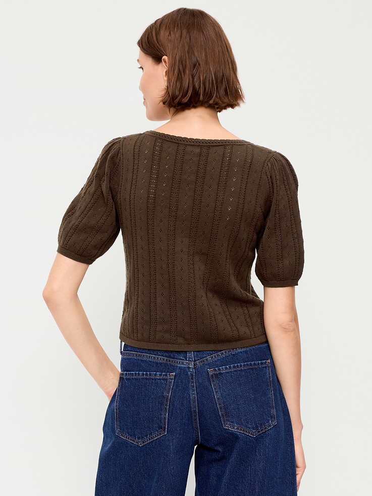 Image number 2 showing, Seaside Cotton Short-Sleeve Button-Down Sweater