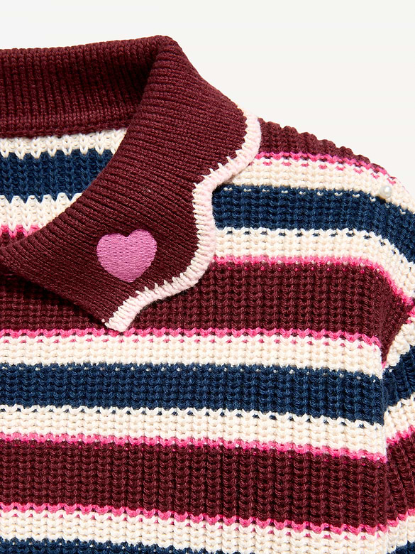 Collared Striped Sweater for Toddler Girls