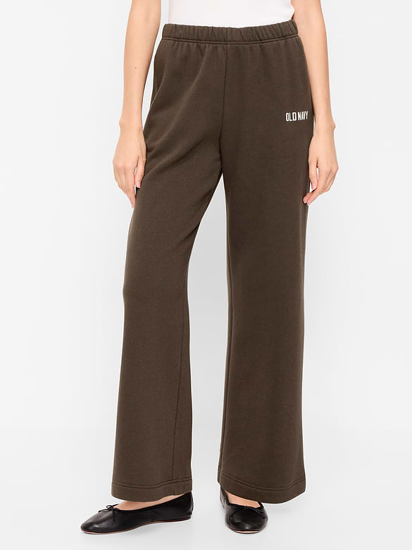 High-Waisted Fleece Wide-Leg Sweatpants