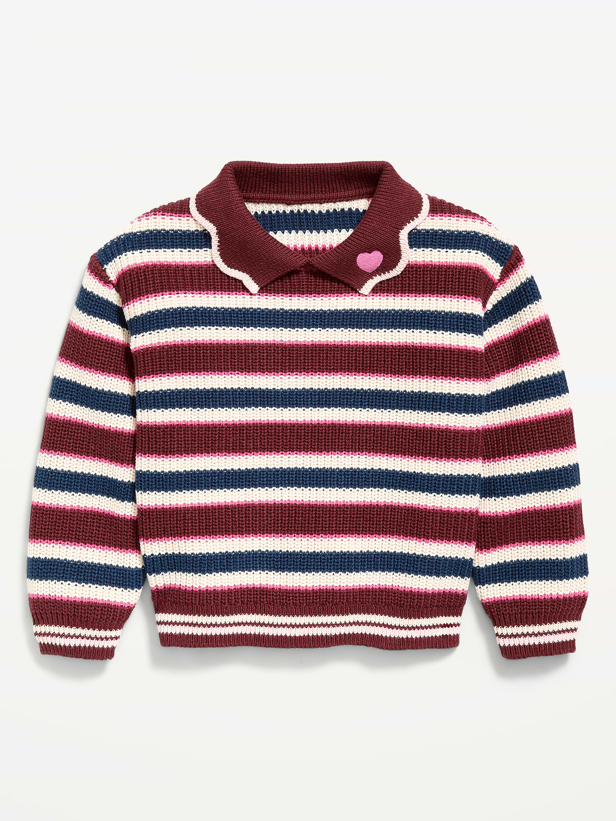 Image number 1 showing, Collared Striped Sweater for Toddler Girls