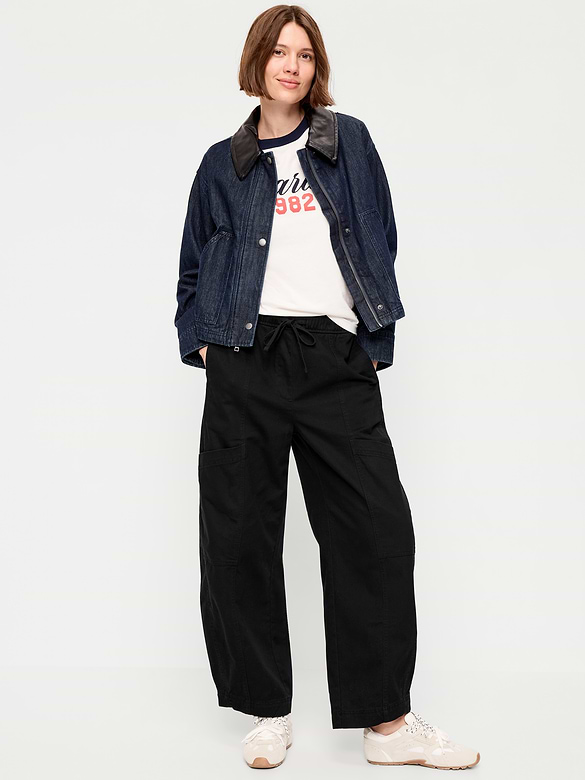 Mid-Rise Barrel-Leg Utility Pants