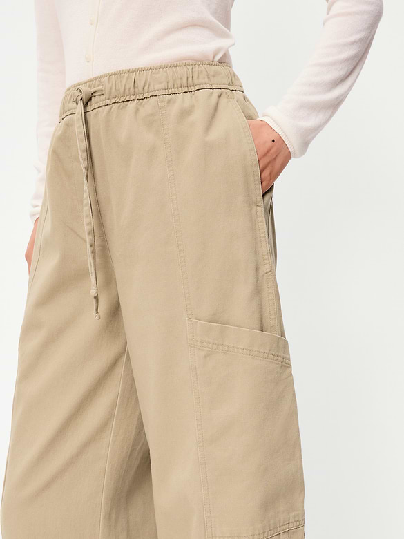 Mid-Rise Barrel-Leg Utility Pants
