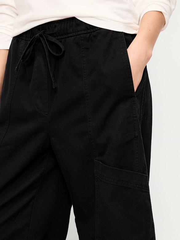Mid-Rise Barrel-Leg Utility Pants
