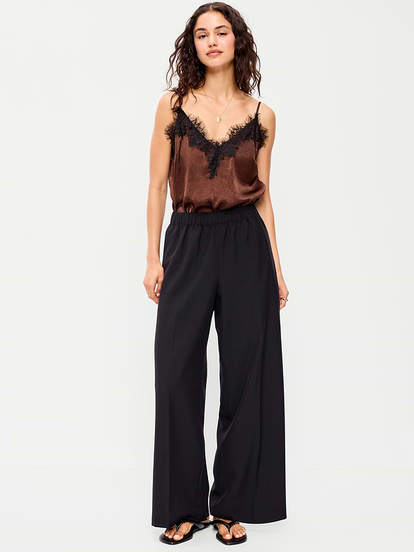 High-Waisted Wide-Leg Trouser Pants