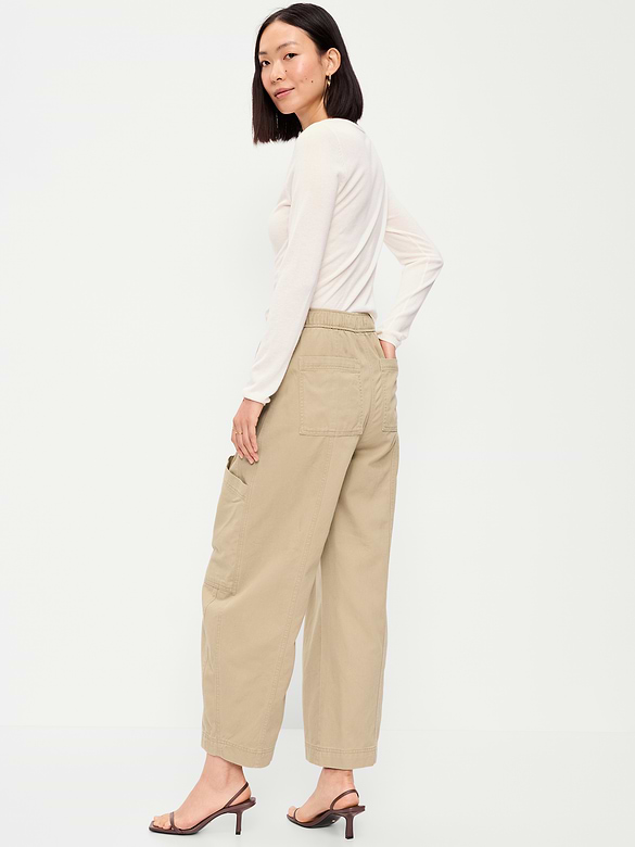 Mid-Rise Barrel-Leg Utility Pants