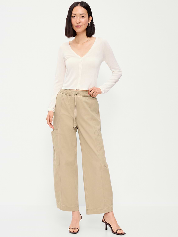 Mid-Rise Barrel-Leg Utility Pants