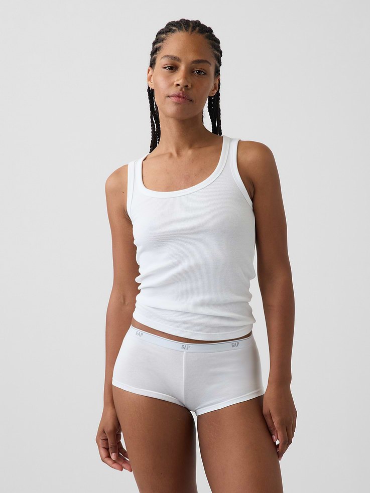 L'image numéro 1 présente Short court en coton biologique extensible PureDouceur à logo