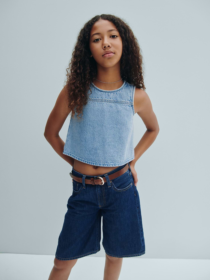 Image number 6 showing, Kids Low Rise Longline Denim Shorts