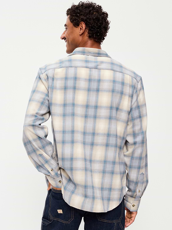 Relaxed Long-Sleeve Plaid Flannel Pocket Shirt