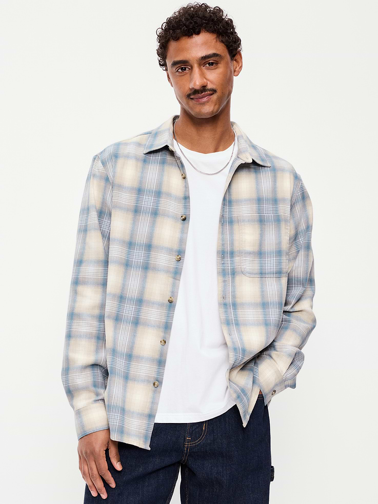 Image number 1 showing, Relaxed Long-Sleeve Plaid Flannel Pocket Shirt
