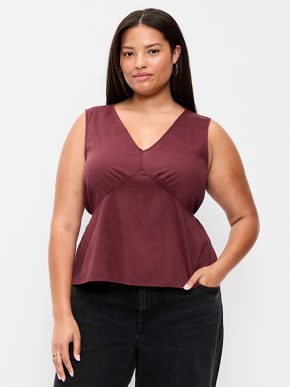 Sleeveless V-Neck Tie-Back Top