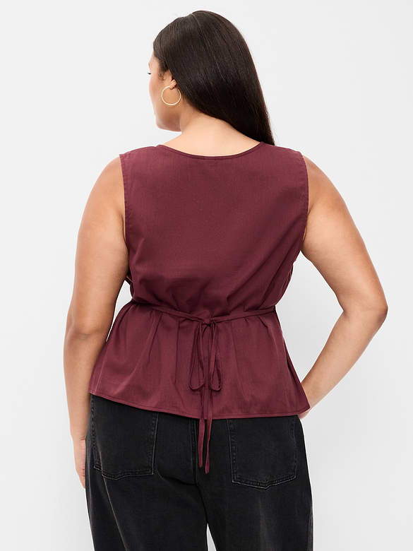 Sleeveless V-Neck Tie-Back Top