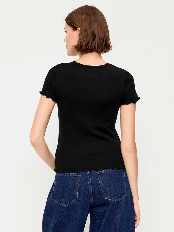Fitted Waffle-Knit Cropped T-Shirt