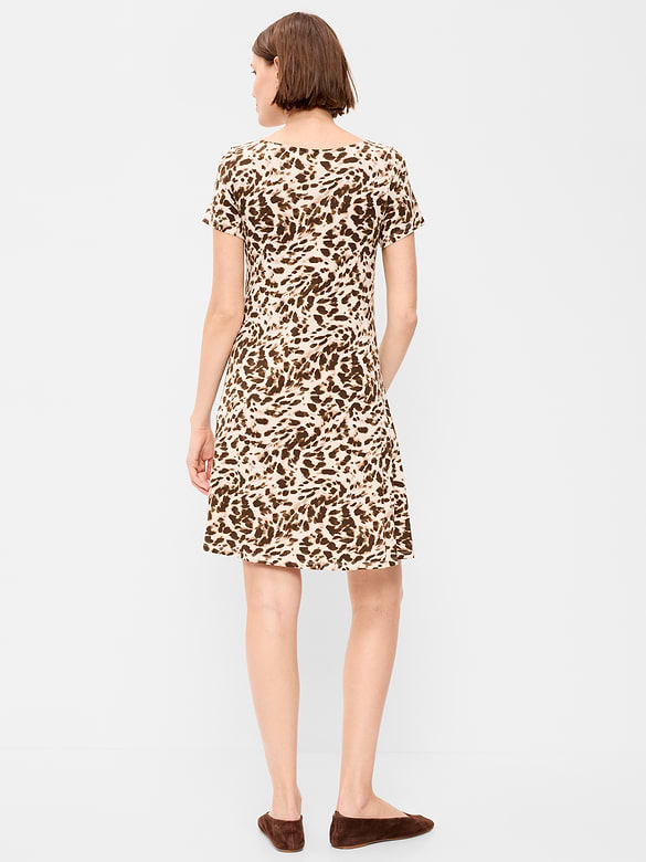 Short-Sleeve Mini Swing Dress