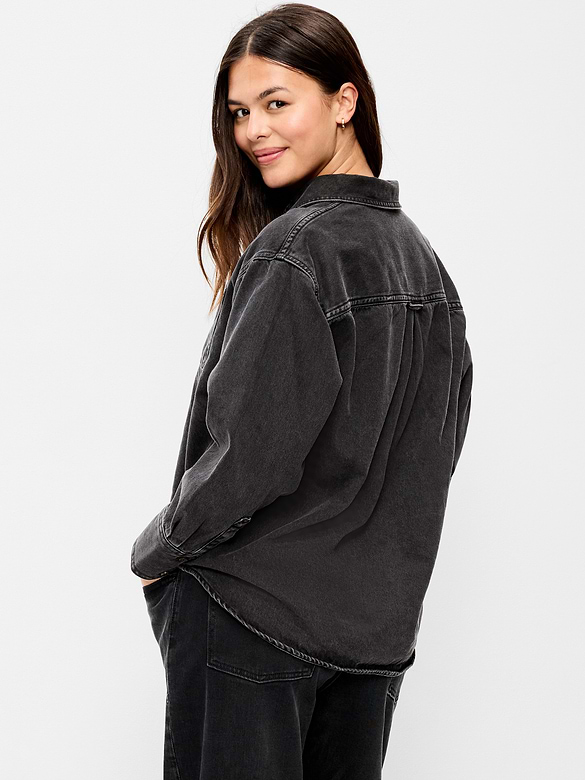 Oversized Boyfriend Button-Down Jean Shirt