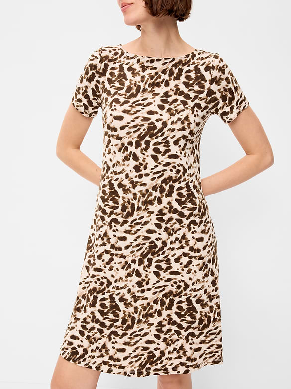 Short-Sleeve Mini Swing Dress