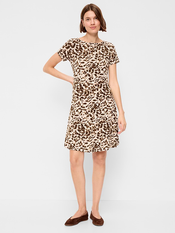 Short-Sleeve Mini Swing Dress