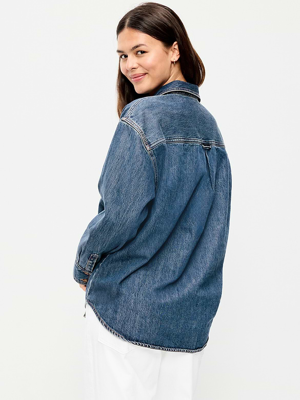 Oversized Boyfriend Button-Down Jean Shirt