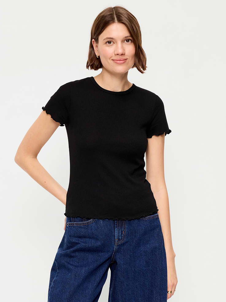 L'image numéro 1 présente T-shirt ajusté court en tricot gaufré