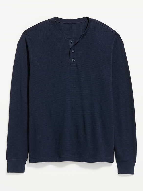 Long-Sleeve Waffle Henley T-Shirt
