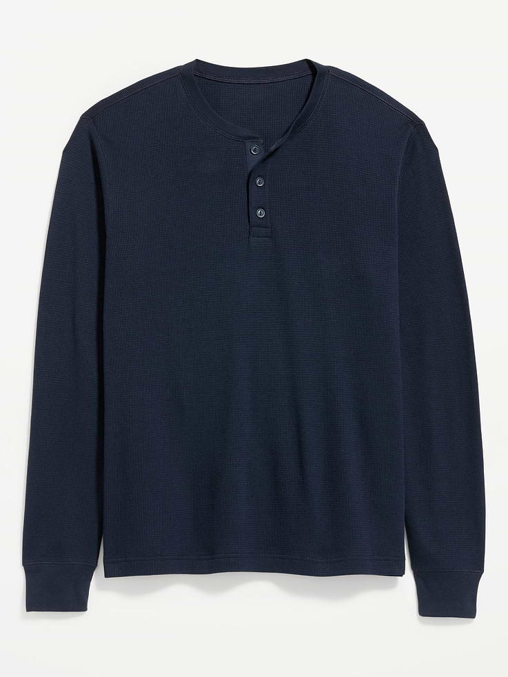 Image 3 de 4, T-shirt henley en tricot gaufré à manches longues